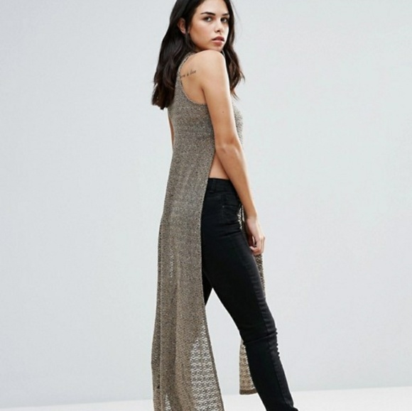 NWOT QED London Long Line Tunic Top in Khaki - Picture 2 of 4